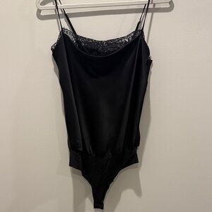 Victoria's Secret Black Satin Tank Bodysuit